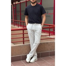 Erkek, Bel Bağcıklı, Çizgi Desenli Pantolon