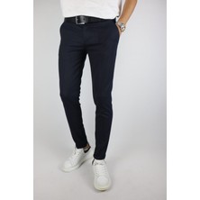 Erkek, Slim Fit, Kare Desenli, Duble Paça, Kumaş Pantolon