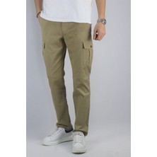 Bel bağcıklı, Pamuklu gabardin kumaş, Oversize-Regular fit kargo cep pantolon 256