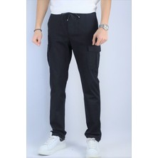 Bel bağcıklı, Pamuklu gabardin kumaş, Oversize-Regular fit kargo cep pantolon 256