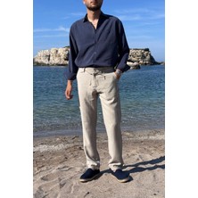 Erkek, Yandan lastikli, Dökümlü, Liyosel, Regular fit, Old Money Culture Pantolon 304