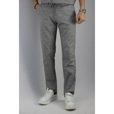 Erkek, Bel Bağcıklı, Standart-fit, Pamuklu, Keten Dokuma Pantolon