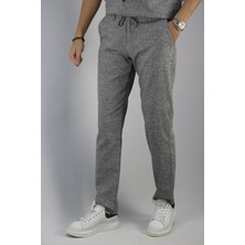 Erkek, Bel Bağcıklı, Standart-fit, Pamuklu, Keten Dokuma Pantolon