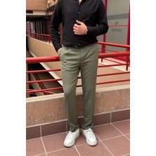 İnpool Old Money Culture Yazlık-Baharlık Büyük Beden Erkek Kumaş Pantolon 296 Haki Boru Paça Günlük Stil