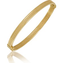 14 Ayar Altın Grek Desenli Kelepçe Bilezik