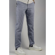 Erkek, Bel Bağcıklı, Standart-fit, Pamuklu, Keten Dokuma Pantolon