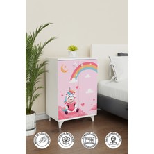 Hediyeler Kapında Pink Dream 2 Raflı Çok Amaçlı Dolap Çocuk Odası Dolabı Beyaz