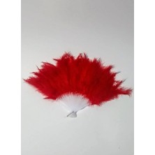 Abarta Kırmızı Tüylü Yelpaze -Kına Gecesi Yelpazesi