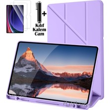 M.TK Moveteck Honor Pad X9A 11.5 Inç 2025 Kılıf Kalem Bölmeli Katlanabilir Standlı Yumuşak Silikon Akıllı Kapak + Ekran Koruyucu Cam + Dokunmatik Kalem 3lü Set