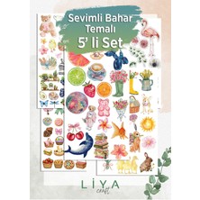 Liyacraft 5'li Sevimli Bahar Sticker Set Planner Ajanda Bullet Journal Için Uygun Set