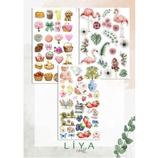 Liyacraft 5'li Sevimli Bahar Sticker Set Planner Ajanda Bullet Journal Için Uygun Set