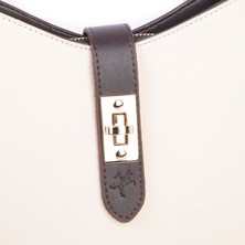 Nas Bag Kadın Oval Omuz ve Çapraz Çanta Krem Kahve Liza