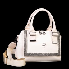 Nas Bag Kadın Taşlı Şık Omuz ve Çapraz Çanta Krem Victoria