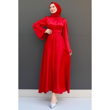 Nazlı Tesettür Elbise Kırmızı