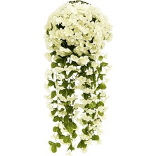 Alshop Duvar Süsü Yapay Çiçek Sarkan Begonvil Menekşe Sarmaşık Çiçeği Beyaz