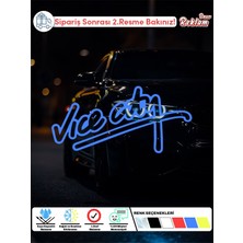 Onur Reklam Vice City Neon Yazı Sticker – Holografik Retro Araç & Laptop Etiketi