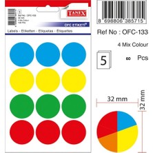 Tanex Nokta Etiket 32MM 4 Renk 60 Etiket