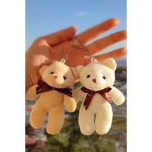 Alshop 2 Adet Krem-Kahve I Love You Tatlı Ayıcık Sevgili Seti Anahtarlık Çanta Kalemlik Araba