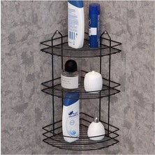 3 Katlı Siyah Paslanmaz Banyo Köşeliği ve Raf Seti