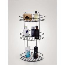 Şık 3 Katlı Paslanmaz Banyo Köşeliği Siyah, Pratik ve Estetik Raf Seti