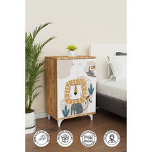 Jungle Animals 2 Raflı Çocuk Odası Dolabı Çok Amaçlı Baskılı Oyuncak Dolabı