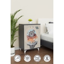 Little Astronaut 2 Raflı Çocuk Odası Dolabı Çok Amaçlı Baskılı Oyuncak Dolabı