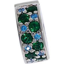 Celikchi Kadın Mavi ve Yeşil Taş Detay Sabitleyici Gümüş Charm