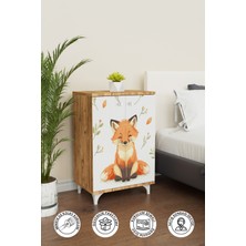Foxie 2 Raflı Çocuk Odası Dolabı Çok Amaçlı Baskılı Oyuncak Dolabı