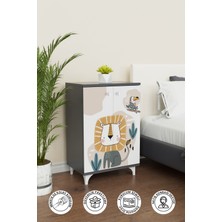 Jungle Animals 2 Raflı Çocuk Odası Dolabı Çok Amaçlı Baskılı Oyuncak Dolabı