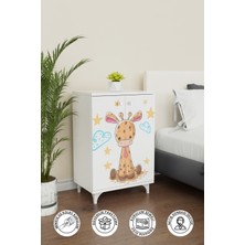 Bay Zürafa 2 Raflı Çocuk Odası Dolabı Çok Amaçlı Baskılı Oyuncak Dolabı