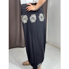 Sarı Siyah Desenli Viskon Şalvar Pantolon