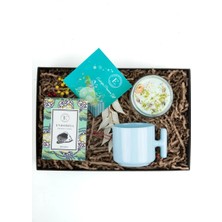 Endorfia Anneler Gününe Hediyelik-Deniz Konsept Kokulu Mum - Seramik Kupa Mavi - Lale Desenli Filtre Kahve 100 gr