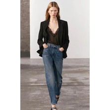 Zara Women Orta Bel Straight Fit Düz Kesim Jean Pantolon ABZRA0056
