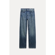 Zara Women Orta Bel Straight Fit Düz Kesim Jean Pantolon ABZRA0056