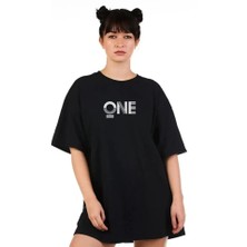 Giyimodam Unisex Baskılı Oversize T-Shirt - Siyah