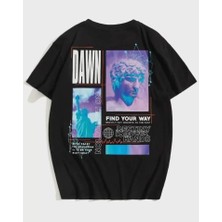 Giyimodam Unisex Baskılı Oversize T-Shirt - Siyah