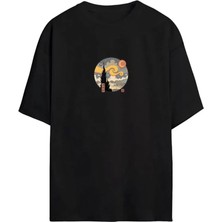 Giyimodam Unisex Baskılı Oversize T-Shirt - Siyah