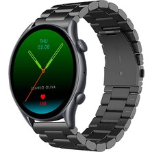 Tagomoon Amazfit Gtr3 ve Gtr3 Pro Uyumlu Kordon Klasik Baklava Model Paslanmaz Çelik Metal Kayış