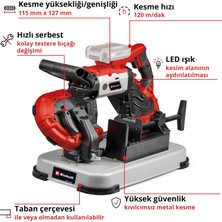 Einhell TE-MB 18/127 U Li-Solo Power X-Change Akülü Şerit Testere  (18 V, 115 mm Kesim Yüksekliği, 127 mm Kesim Genişliği, Taban, LED Aydınlatma,  2x Şerit, Akü dahil değildir) - 4504215