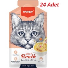 Wanpy Somon & Ton Balığı Etli Kedi Çorbası 50 gr 24 Adet