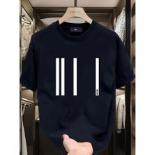 Giyimodam Baskılı Oversize Bisiklet Yaka T-Shirt - Siyah