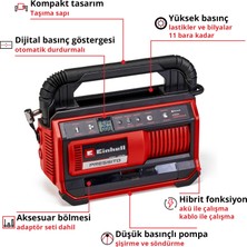 Einhell Hibrit Hava Kompresörü PRESSITO 18/25 4020430 | PXC | 18 V | hibrit: güç kablosu veya akü ile çalışma | maks. 11 bar | 4 parçalı adaptör set & 2 hortum | akü hariç