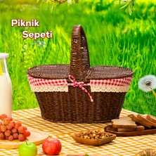 Porsima 2080 Oval Hasır Görünümlü Piknik Sepeti Piknik Çantası 41X35CM