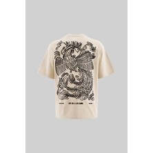 Machinist Erkek Flock Printed Oversize Soft Bej Tişört