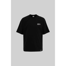 Machinist Erkek Patchwork And Embrodiered Oversize Siyah Tişört