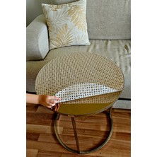 Rona Home Yuvarlak Hasır Pvc Dantelli Sehpa Örtüsü Çeyizlik Kaliteli Lüx Masa Örtüsü Sehpa Gold