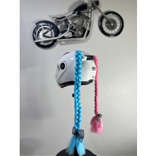 3dpazarıcom Motor & Motosiklet Harley Quinn Model Kask Dış Aksesuarı Pembe Mavi Çift Örgü Saç
