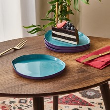 Evidea Kitchen Istanbul Dik Kenarlı 4'lü Pasta Seti – Mor / Mavi - 18 cm