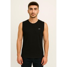 Axxel Erkek Siyah Bisiklet Yaka Kolsuz T-SHIRT-D690