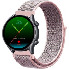 Tagomoon Amazfit Gtr 3 ve Gtr 3 Pro Akıllı Saat Uyumlu Spor Kumaş Desenli Cırt Cırtlı Kordon Kayış